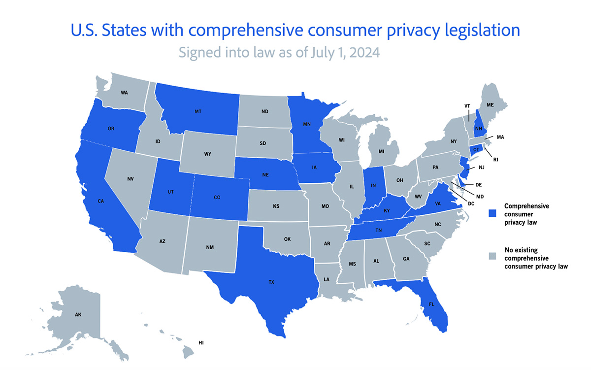 Comprehensive Data Privacy Laws - U.S. states