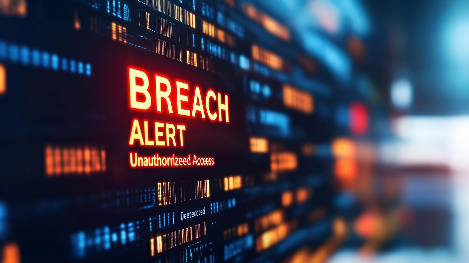 Cybersecurity warning signs indicating a potential network breach